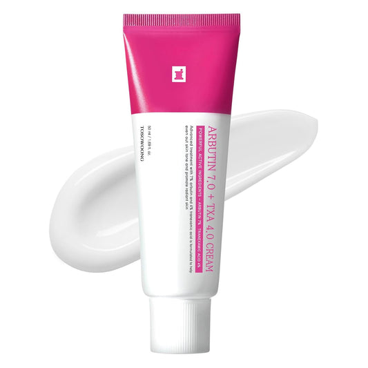 Arbutin 7% + Tranexamic Acid 4% Cream for Dark Spots, Brightening | 70,000Ppm Arbutin + 40,000Ppm TXA, Niacinamide, Glutathione for Blemishes & Freckles, Glow, Korean Skincare, 50Ml/1.69 Fl Oz